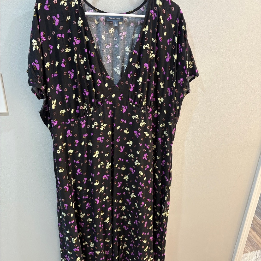 Modcloth Black Floral Dress